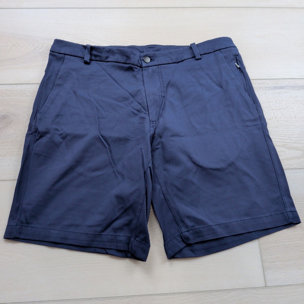 Lululemon Commission Shorts Navy Blue Mens 36 Chino Golf Stretch